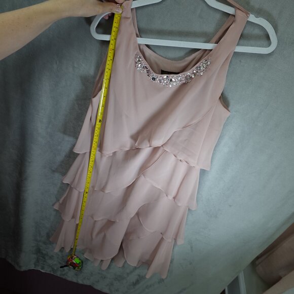 Ignite Evenings New York Dress Womens 16 Formal Tiered Blush Pink Easter Spring - Picture 6 of 10